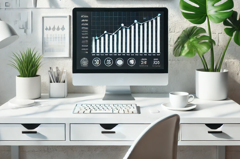 Écran d'ordinateur affichant un graphique de performance financière